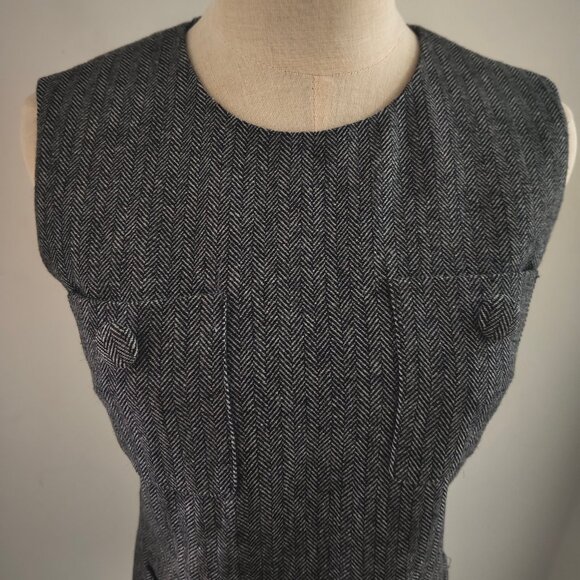 Self-Portrait Grey Herringbone Flared Mini Dress - Picture 5 of 13